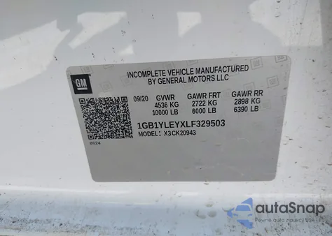 2020 Chevrolet Silverado 4Wd Long Bed Wt z USA, uszkodzony, nr VIN 1GB1YLEYXLF32950